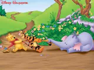 обои Слонёнок, Винни-Пух, Тигра и Ру фото
