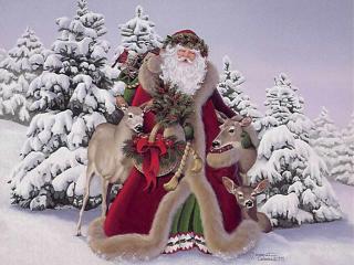 обои Дед Мороз и олени фото