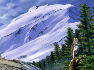 обои Орел в горах фото