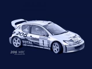 обои Peugeot 206 WRC гоночная модель фото