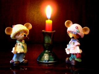 обои Мышки и свеча фото