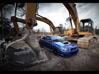 обои Subaru WRX STI на стройке фото