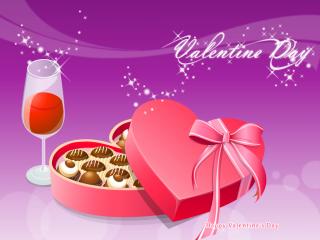 обои День Св. Валентина - Вино и конфеты  фото