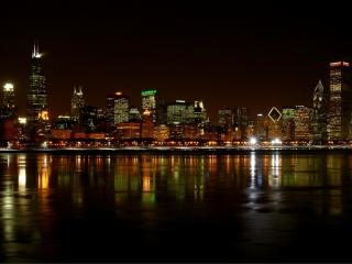 обои Чикаго ночью фото