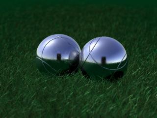 обои Хромированные шарики на траве фото