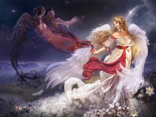 обои Богиня с белыми крыльями фото