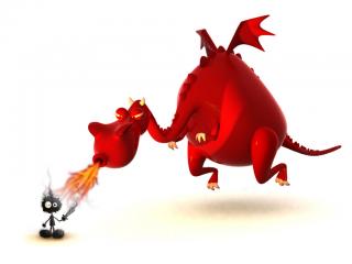 обои Дракон пытается сжарить воина фото