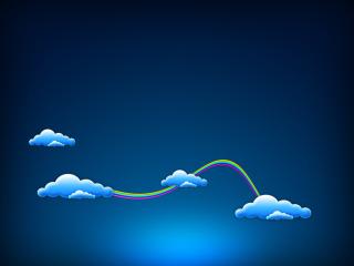 обои Кривая радуга между облаками фото