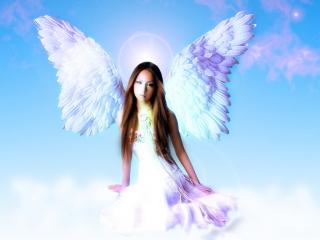обои Девушка-ангел с белыми крылышками фото