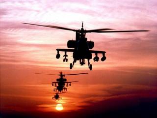 обои Вертолёты на закате фото