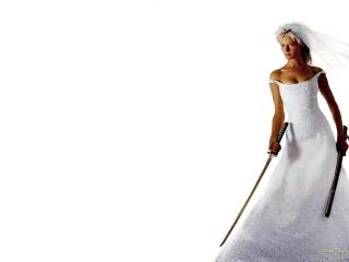 обои Ума Турман в свадебном платье фото