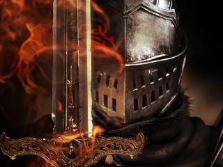 обои Рыцарь с мечем и огонь фото