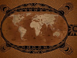 обои для рабочего стола: Карта старого мира в виде черепахи