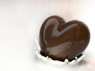 обои Шоколадное сердечко в белых брызгах фото