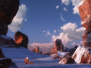 обои Коричневые горы припорошенные снегом фото
