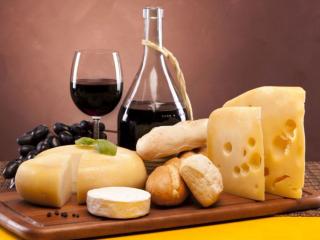 обои Сыр,   вино и виноград фото
