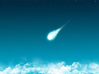обои Облака и яркая кометa фото