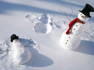 обои Снеговики после праздника фото
