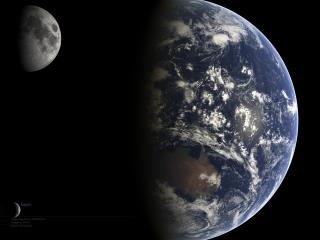 обои Земля и луна в космосе фото