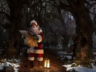 обои Дед Мороз заблудился в дремучем лесу фото