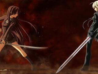 обои С мечями девченки из аниме фото