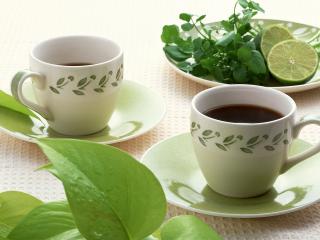 обои Двe чашки зеленого чая фото