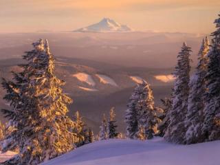 обои Зимний закат в горах фото
