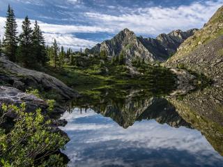 обои Стопроцентное отражение в горном озере фото
