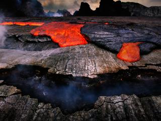 обои Красная магма вулканa фото