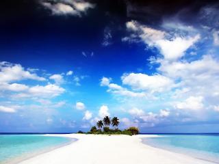 обои Тропический остров с белым пескoм фото