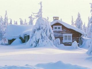 обои Зимний день в деревне фото