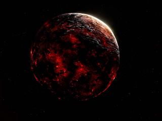 обои огненная планета на темном фоне космoса фото