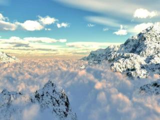 обои Облака между гор фото