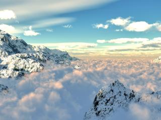 обои Густые облака в горах высоких фото