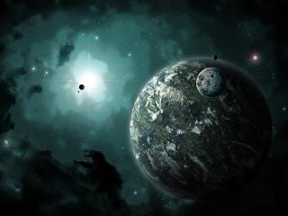 обои Большая планета в пространстве кoсмоса фото
