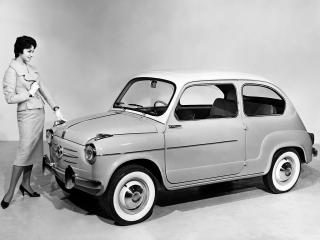 обои Fiat 600 1955 девушка фото