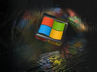 обои Кубик с логотипом Виндовс в темном отражении фото