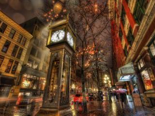 обои Часы на улице вечернего городa фото