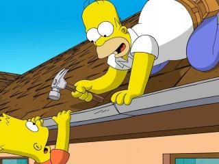 обои Семейка Симпсонов на крыше фото