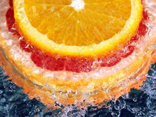 обои Апельсин и грейпфрут в воде фото