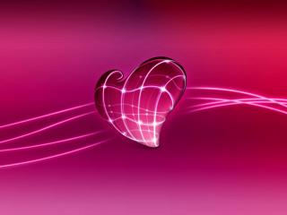 обои для рабочего стола: Розовое сердце в неоновых линиях