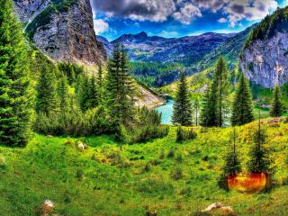 обои Горный пейзаж,   зелень,   свежесть гор фото