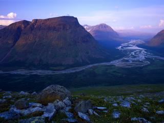 обои Панорама горного края природы,   вид с холма фото