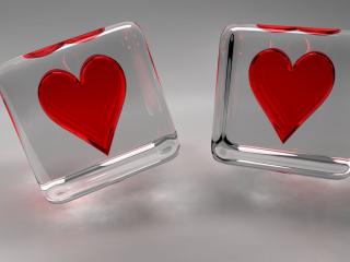обои Два сердца в стеклянных кубах фото