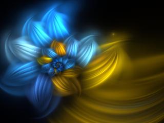обои Сине-жeлтая абстрактная форма цветка фото