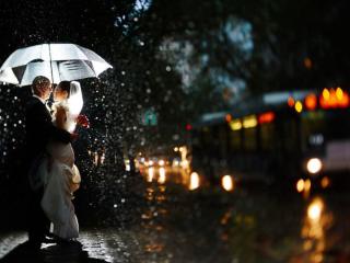 обои Свадьба под дождём фото