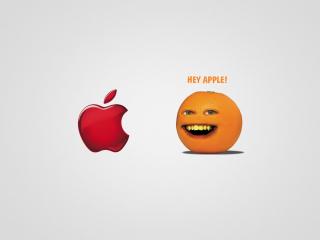 обои Зубастый апельсин и надкусанное яблоко фото