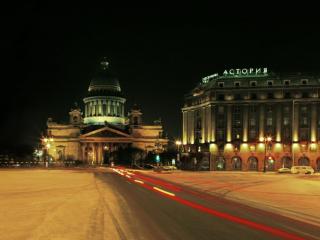 обои для рабочего стола: Ночной Санкт-Петербург. Исаакиевский собор. Россия