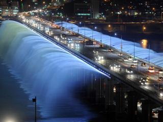 обои Мост с фонтанами Южная Корея фото