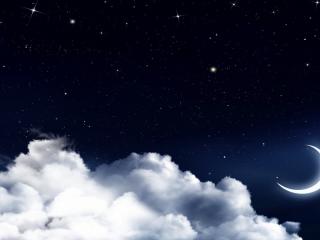 обои Звездное небо над белыми облаками фото